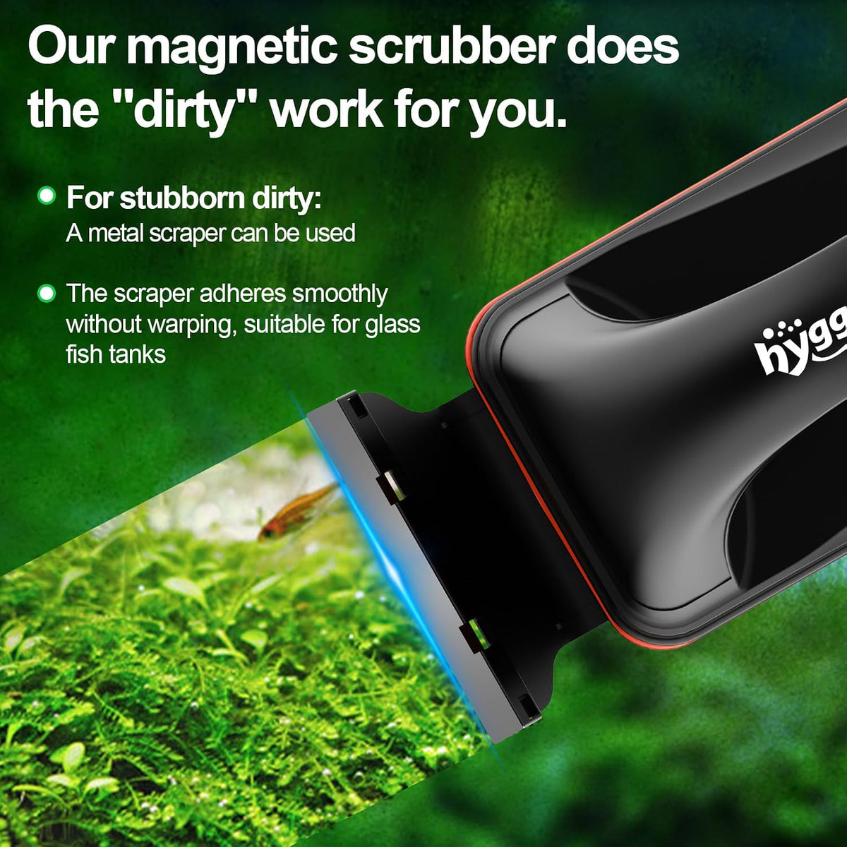 hygger Magnetic Aquarium Fish Tank Glass Cleaner - S - image 2