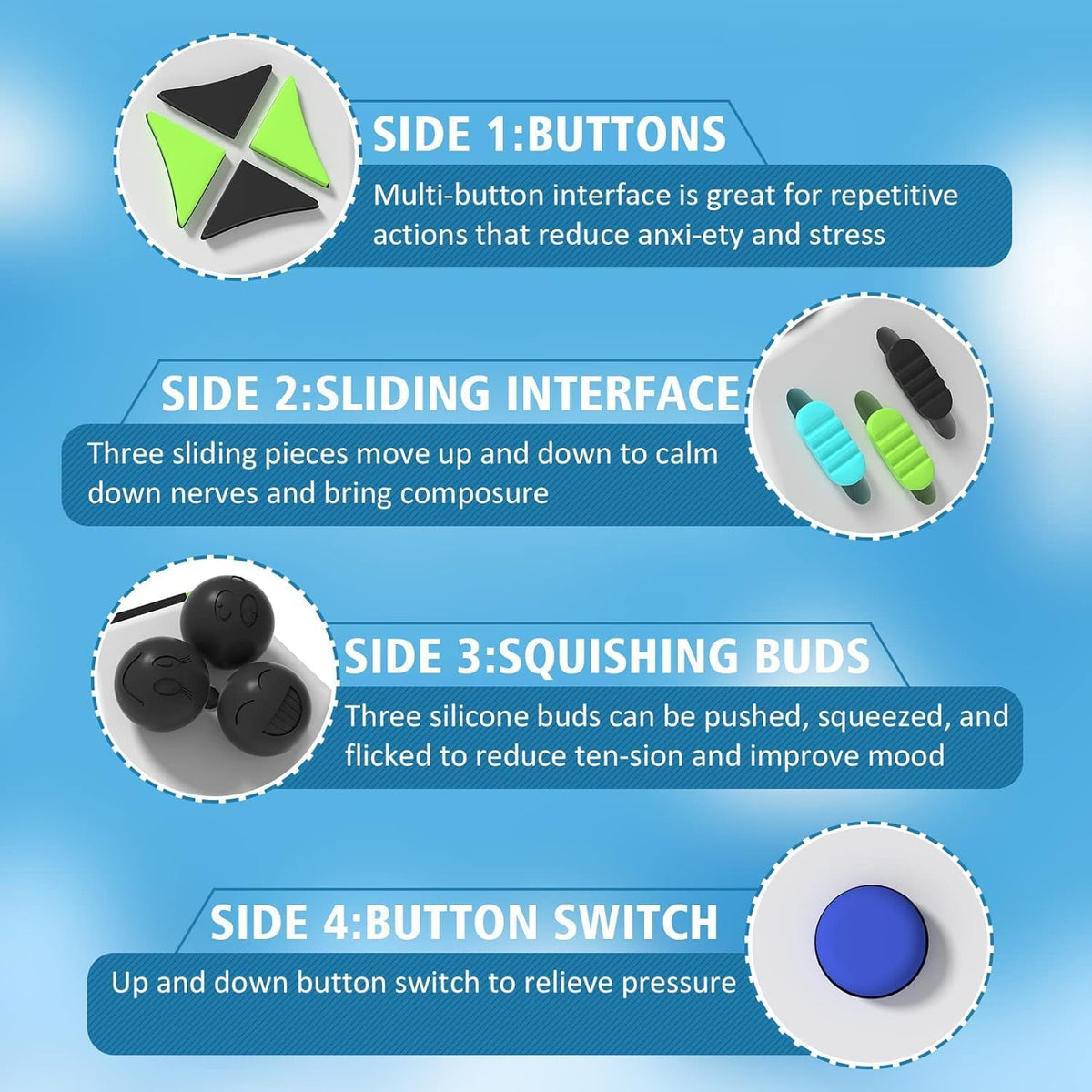 Fidget Dodecagon-12 Sided Fidget Toy Cube for Kids - A2 White - image 3