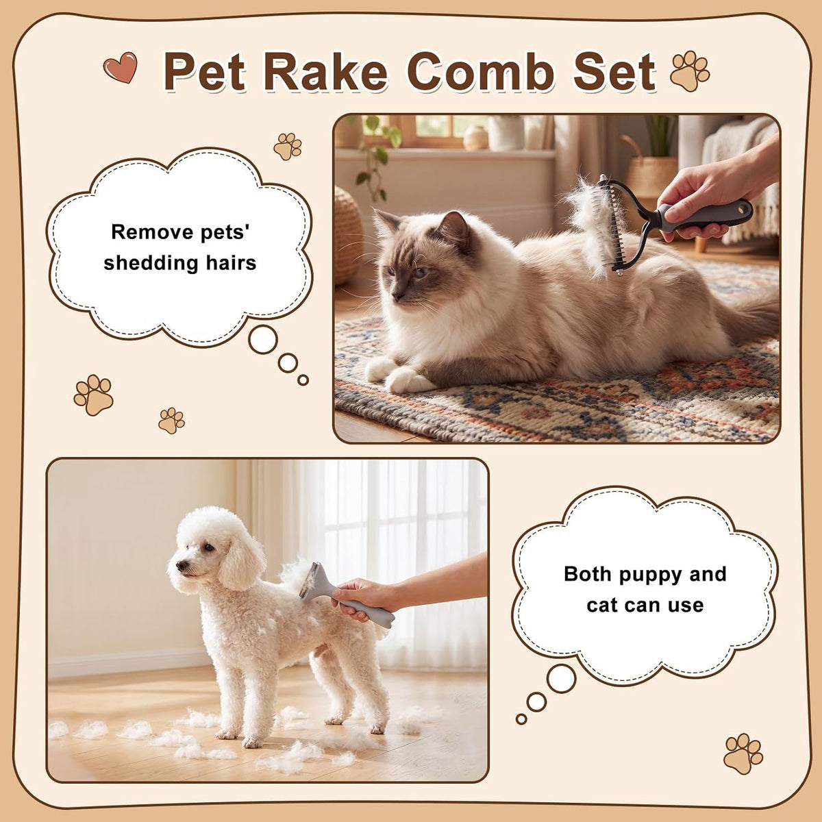 Patelai 4 Pcs Dog Dematting Comb - Gray and Black / Premium - image 3