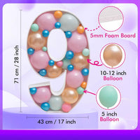28 inch DIY Mosaic Balloon Number 1 Frame, Party Backdrop Decor – Fun for Kids & Family - Number 9 - image 4