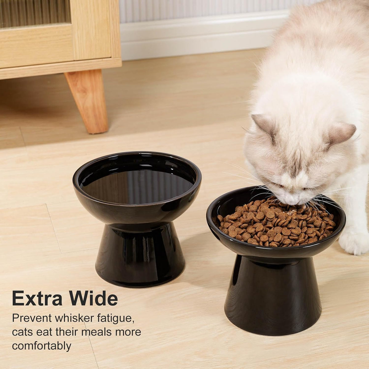 YauYik Raised Cat Food Water Bowl Set - BLACK - image 4
