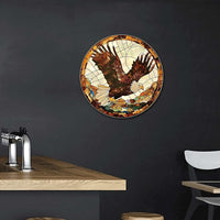 Lygond Metal Sign Tin Sign Circular Stained Glass Eagle Metal Garden Signs for Pet 8×8 Inches