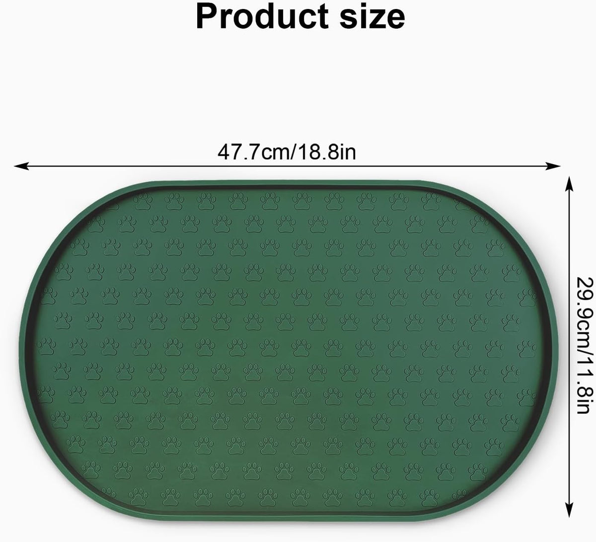 Dog Food Mat Spill-Proof Silicone Dog Bowl Mat Raised Edge Pet - Hunter Green / 19"L x 12"W - image 2