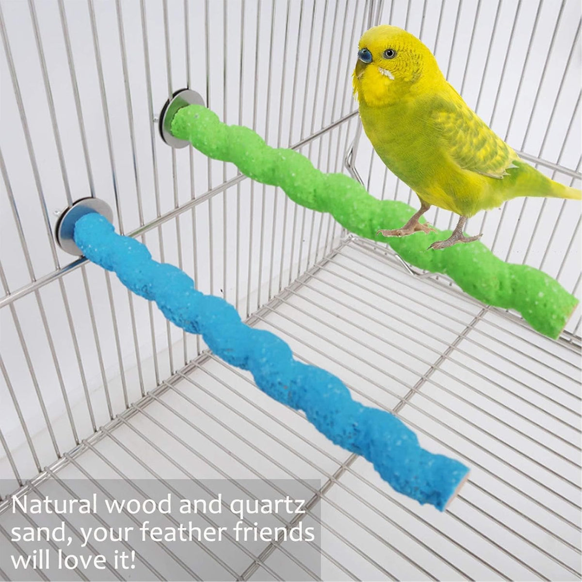3PCS Bird Perch Parrot Stand Cage Accessories Natural Wooden Stick - 5PCS,6.29inch - image 4