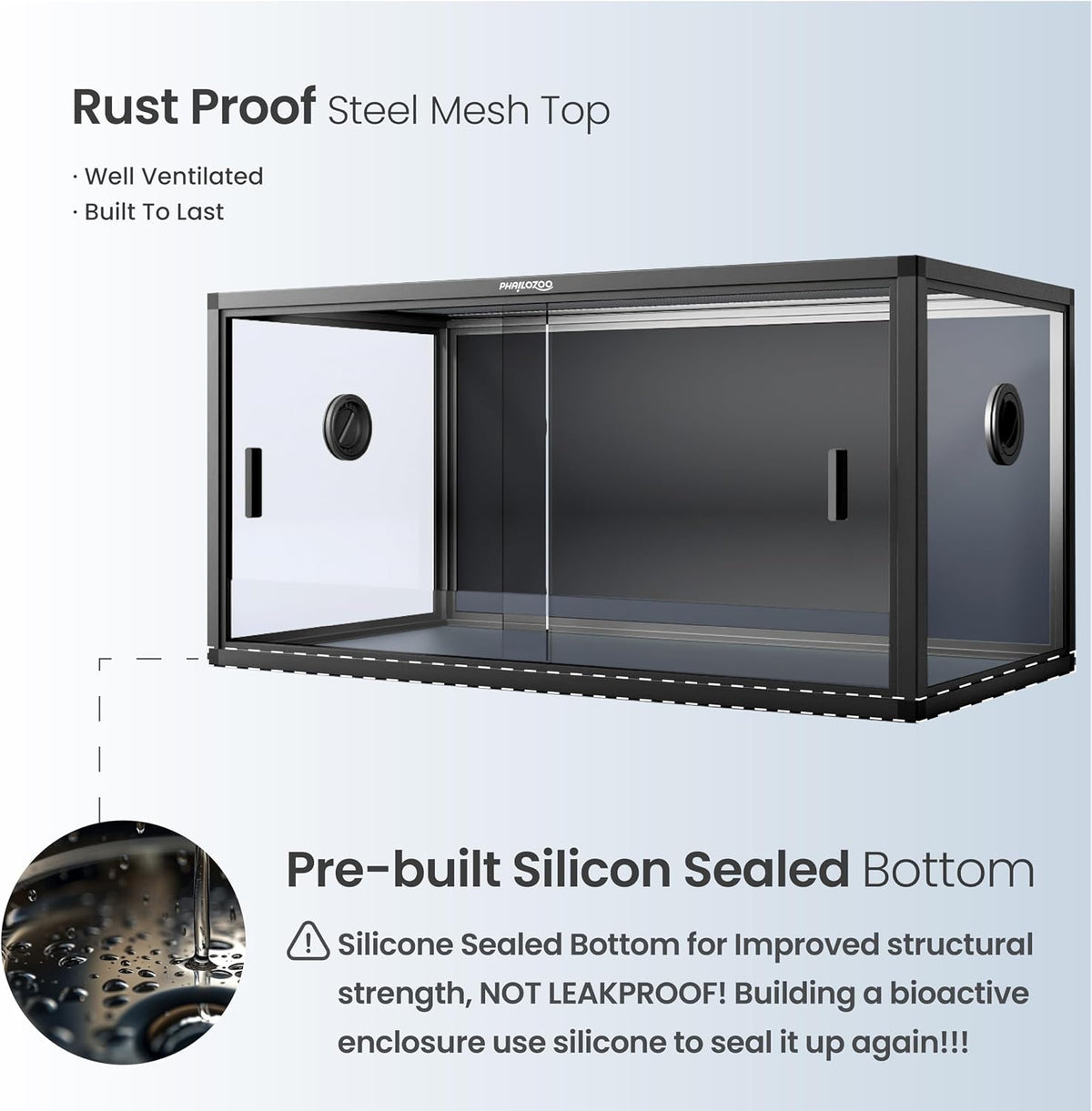 120 Gallon Reptile Tank, Stackable 4x2x2 Reptile Enclosure – Essentials for Reptiles And Amphibians - Ultimate Black / 50 Gallon - image 4