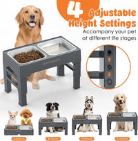 URPOWER Raised Dog Bowls 4 Height Adjustable Elevated Bowl Stand – Essentials for Dogs - Steel Grey - image 2