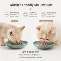 Mecaikru Ceramic Cat Food Bowls - seafoam blue / 5.5in / cloud pearl - image 3