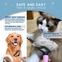 Deshedding Dog Brush, Undercoat Rake for Cats & Dogs - Blue(Rake + Comb) - image 3