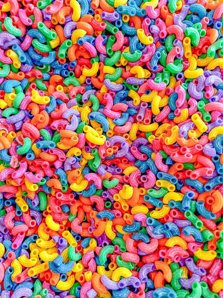 Sensory-N-Stuff rainbow colored elbow pasta sensory bin filler - view 6