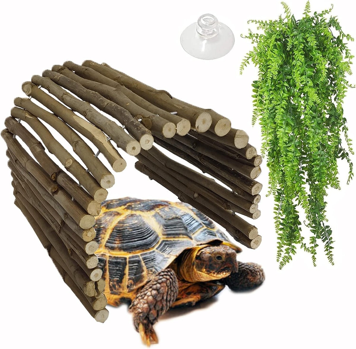 Extra Large Tortoise Hide Reptile Hideout Wood Turtle Tunnel – Essentials for Reptiles And Amphibians - XL-19.7 x 11.8 -2 PACK