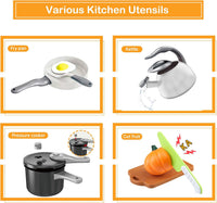 130Pcs Kitchen Playset, Toddler Pretend Cooking Play Pots, Pans - White / 100 Pcs - image 4