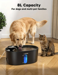 WOPET 8L 2.1 gallon dog water fountain with viewing window and blue LED pump light - view 2