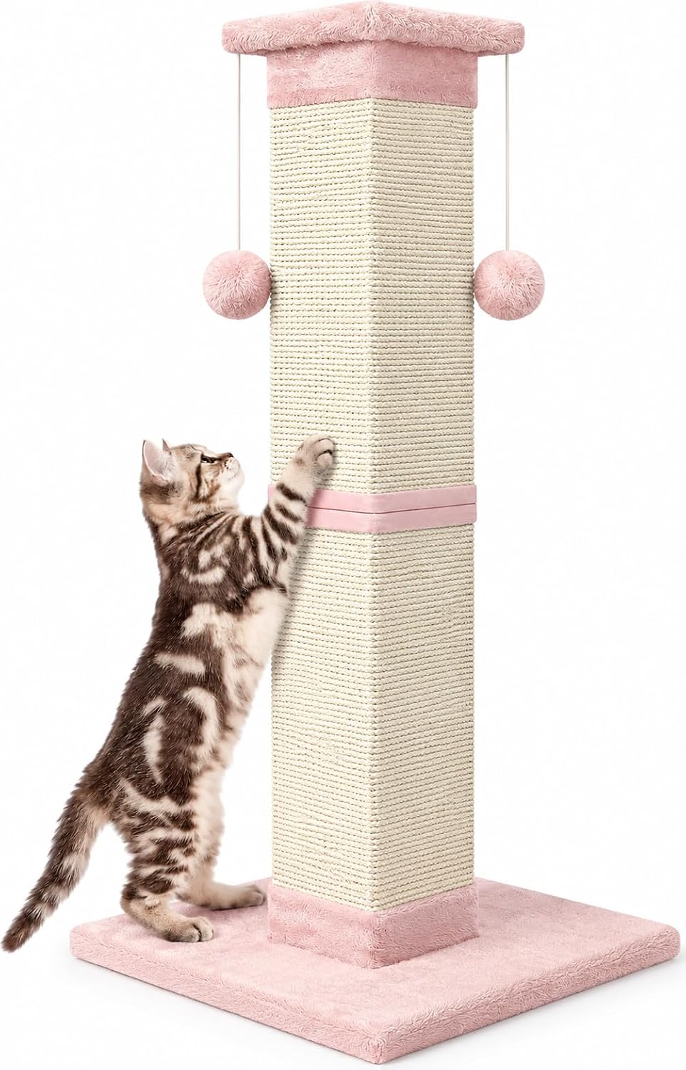SOCATER Cat Scratching Post 33 Inch, Beige – Essentials for Cats - Pink