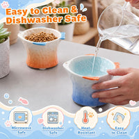2 Pcs Elevated Cat Bowls, Raised Ceramic Food Bowls, Blue, Green – Essentials for Cats - Blue,Orange - image 4