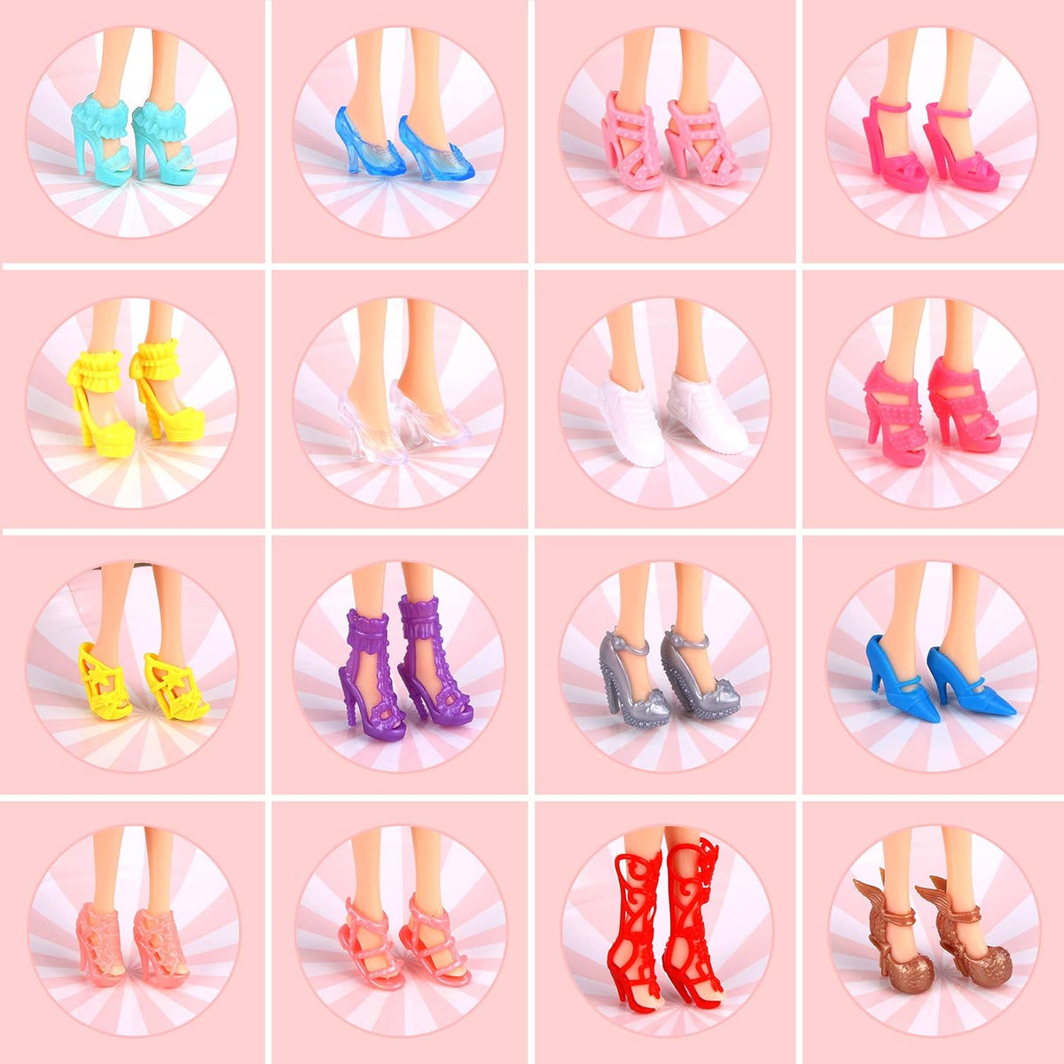 JANYUN 30 Pairs Doll Shoes Various Styles Replacement High Heel Boot – Fun for Kids & Family - 50 - image 2