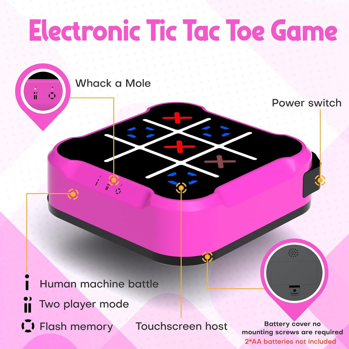 Bacare Tic Tac Toe Bolt handheld electronic game with lit-up grid - view 5