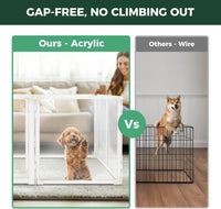 FXW AuraSpace Pro Clear Acrylic Indoor Dog Playpen, 32" H - White / 24"H / 7 Panels + 1 Gate - image 2