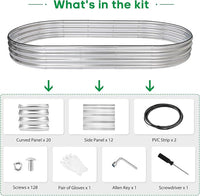 JERIA 2 Pcs 8×4×1ft Oval Raised Garden Bed,Galvanized Raised Garden Bed Kit Outdoor Metal Gardening Planter Box for Vegetable, Fruits, Flower，Herbs