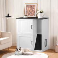 MAHANCRIS Litter Box Enclosure for 2 Cats - White and Black - image 2