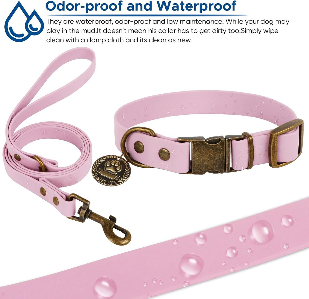 Wisedog Rubber Dog Collar with Quick Release, XS 8.5"-12" - Pale Pinkish Purple / S(Collar:10"-14";Leash:4 ft) - image 4