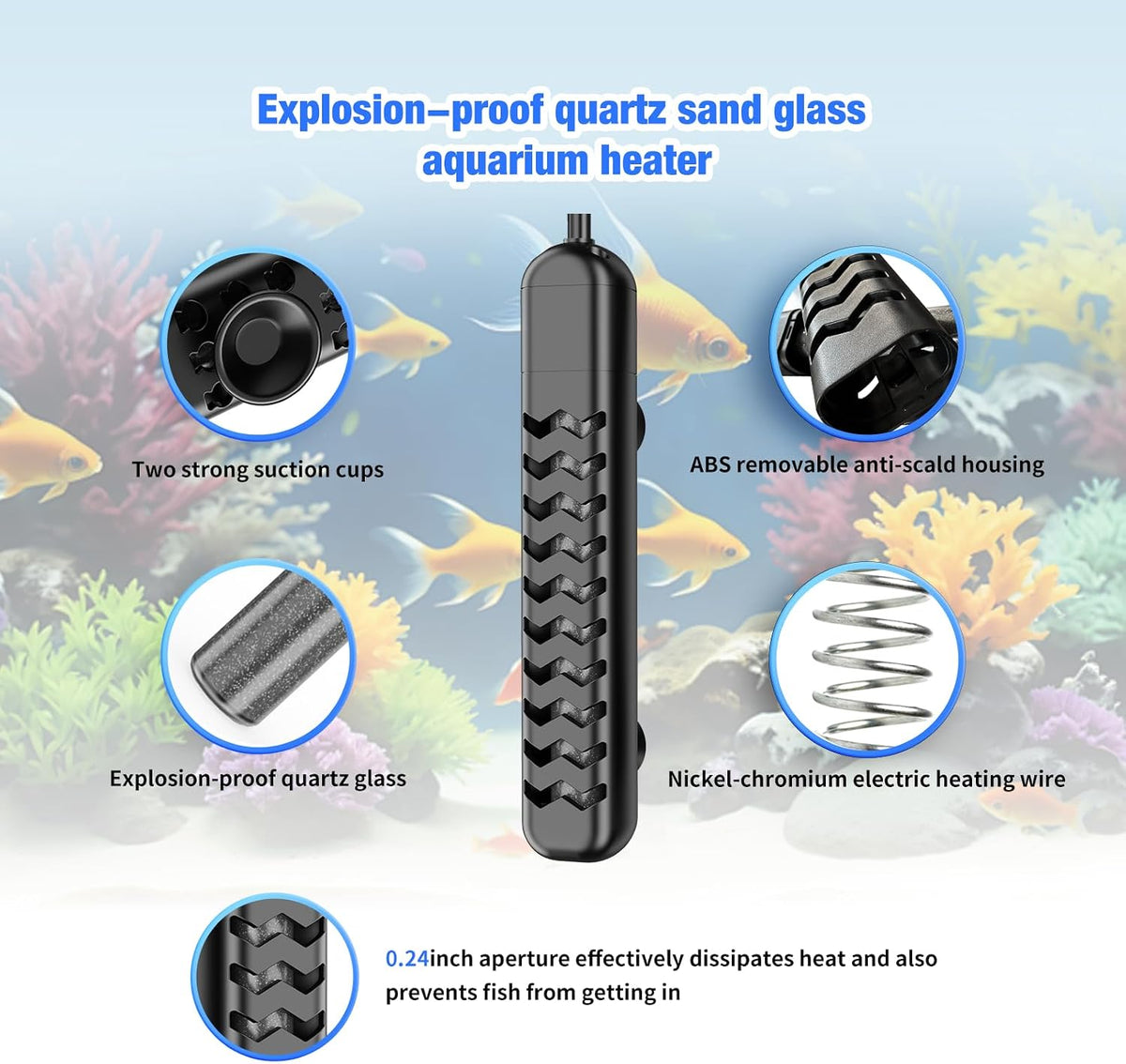 100W Submersible Fish Tank Heater for 10-20 Gallon with Auto Shut-Off - 100W - image 3
