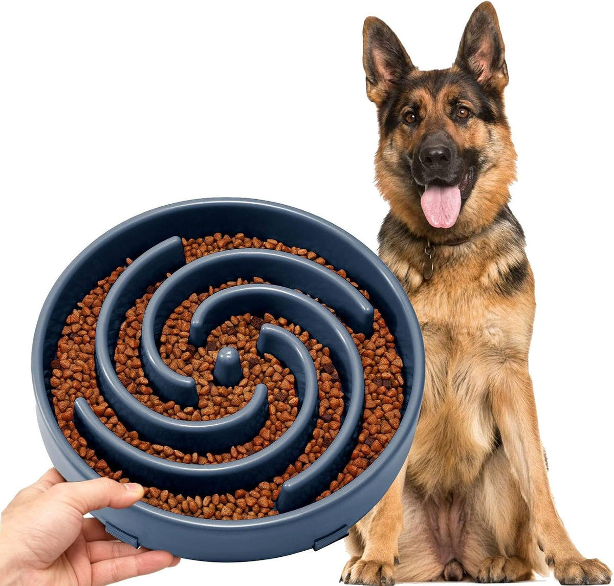 JASGOOD Slow Feeder Dogs Bowl for Large Medium Dogs - Large / G-Ink Blue