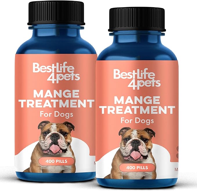 Mange Treatment for Dogs, Natural Dog Itching Skin Relief for Demodectic & Puppy Mange, Mites, Canine Scabies, Helps Dogs Skin Irritation, Hot Spots, Hair Loss, and Canine Dandruff, 800 Odorless Pills