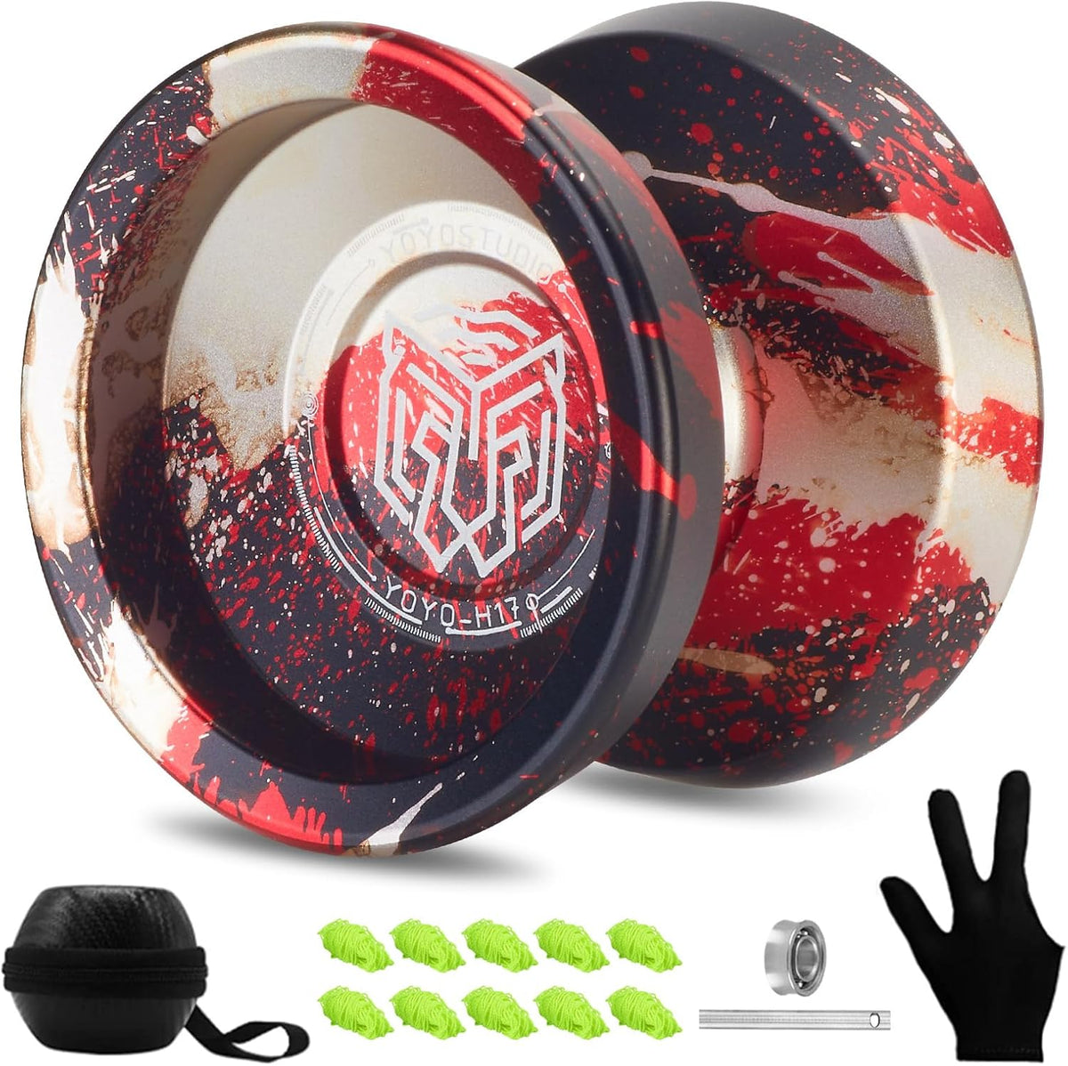 YOYOSTUDIO H17 dual purpose aluminum trick yoyo with strings, glove and case - view 19