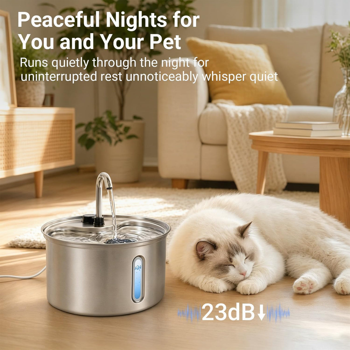 Cat Water Fountain, LED Water Level Window - 4 Filters - image 2