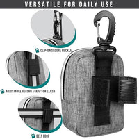 PetAmi Dog Poop Bag Holder for Leash, Dog Pet Waste Bag Dispenser For Poop With Clip, Doggy Puppy Walking Accessories Travel Camping, Dog Treat Pouch Supplies Must Have With Dog Bag Roll, Light Gray