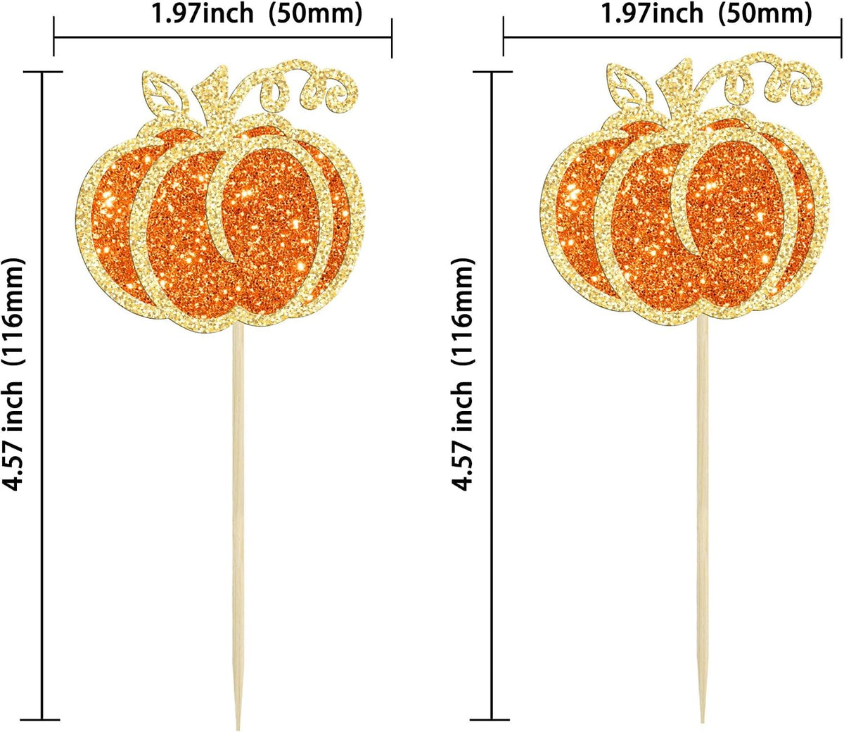 Gyufise 24Pcs Pumpkin Oh Baby Cupcake Toppers Pink Fall Pumpkin - Orange 7 - image 2