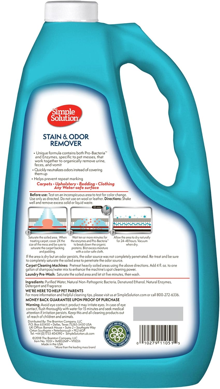 Simple Solution Pet Stain & Odor Remover, Enzyme Stain Cleaner - Unscented / 128 Fl Oz (Pack of 1) - image 2