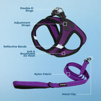 Best Pet Supplies Voyager Step-in Air All Weather Mesh Harness - Purple/Black Trim / L (Chest: 18 - 20.5") - image 3