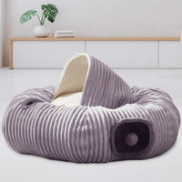 Cat Tunnel Bed for Indoor Cats - Light Grey / L:33.5" x 33.5" x 10"