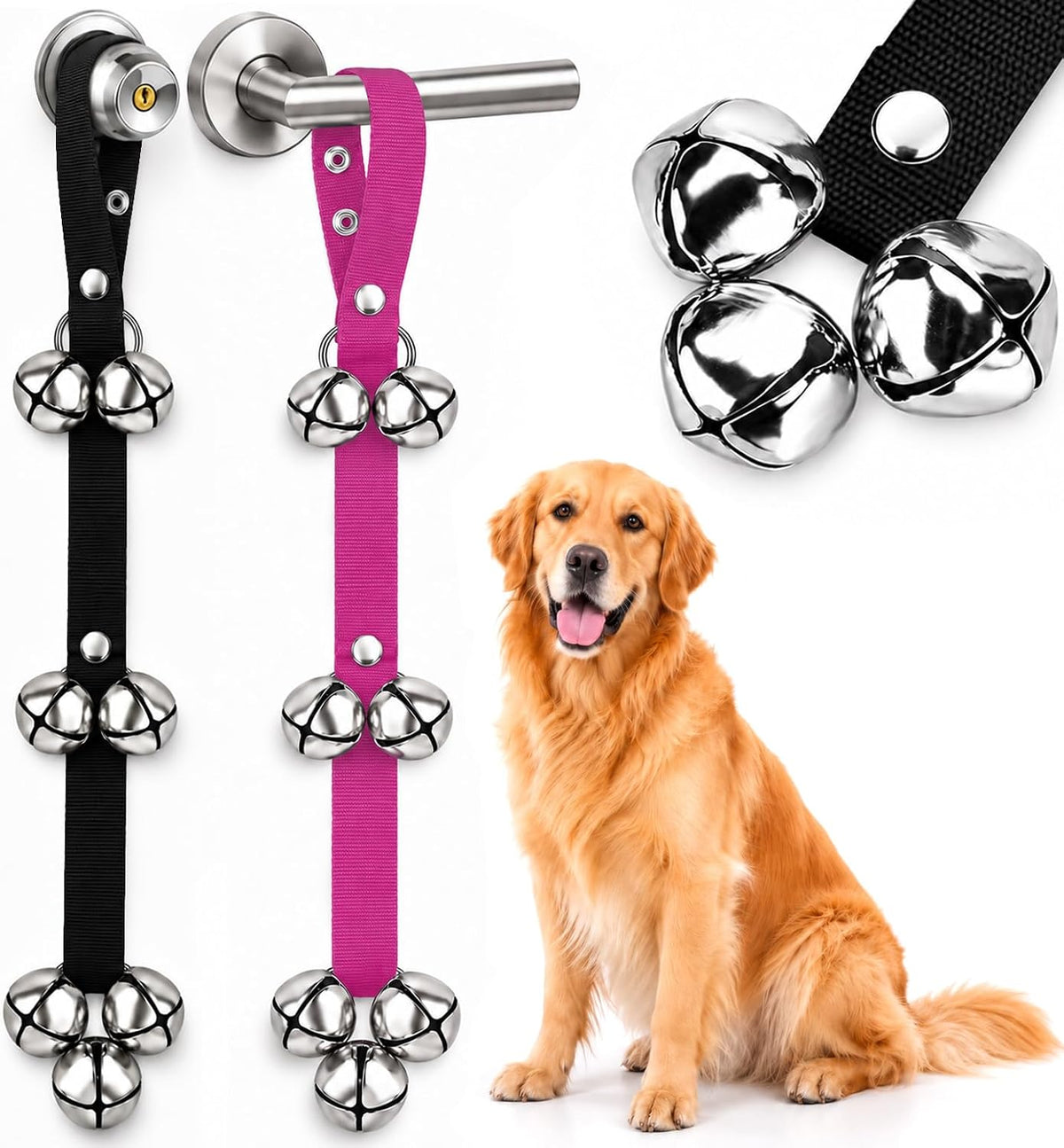 BLUETREE Dog Doorbells Premium Quality Training Potty Great Dog Bells - 11-Black+Rose Red