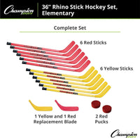 Champion Sports Rhino floor hockey set with 12 ABS sticks, 2 pucks and 2 replacement blades - view 2