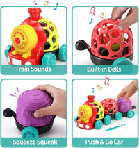 MOONTOY Baby Toy Train, Infant Soft Cars Toy for 6-12 Month Boy Gifts, Musical Push Go Train Toys - Red - image 2