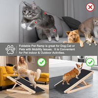 ABORON Antislip Dog Ramp, Adjustable Folding Pet Ramp for Small & Large Old Dogs & Cats, High Traction Portable Rubber Paw Ramps, Supports up to 200 lbs, Used for Bed Couch SUV, 39.3'' Long