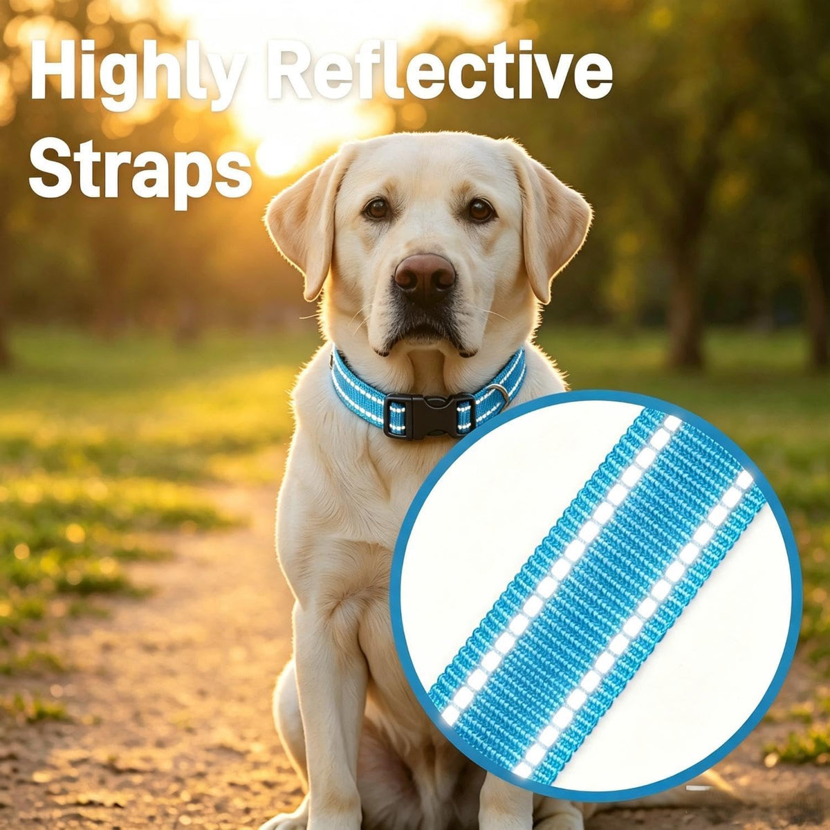 Dog Collar for Small Medium Dogs with Buckle - Sky Blue / Medium - image 2