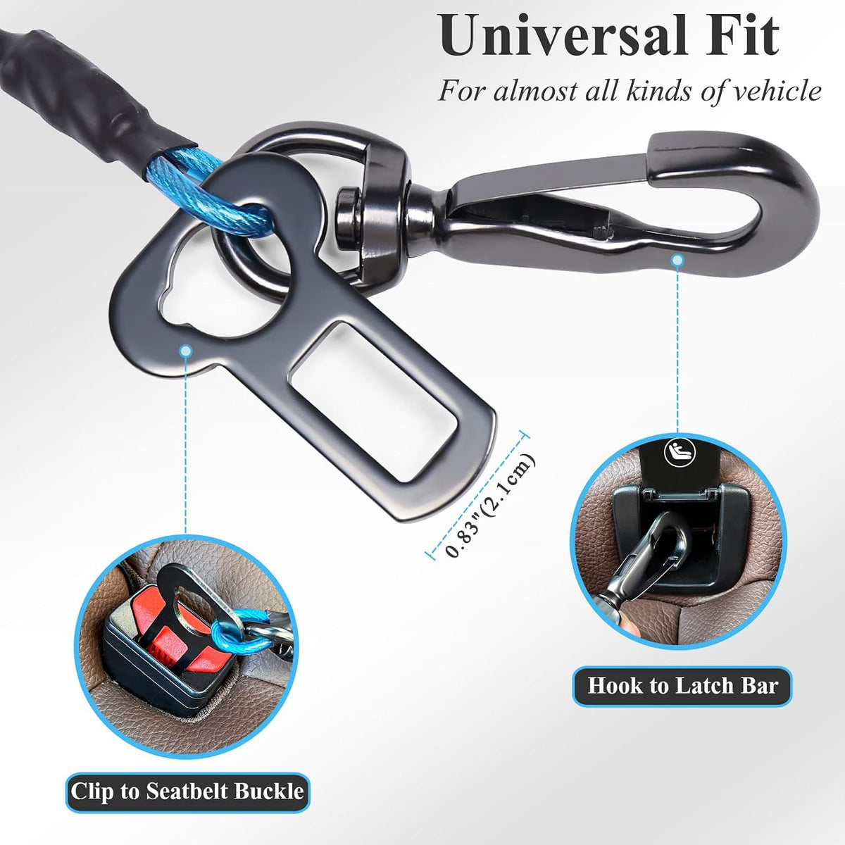 VIVAGLORY Dog Seatbelt Tuffbelt Dog Car Harness, XS - 16 Inch / Blue - image 3