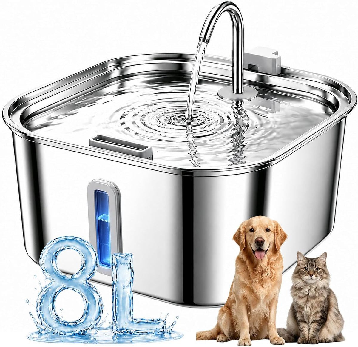 Dog Water Fountain for Large Dogs - Strip Window