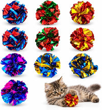Cat Crinkle Ball Toys, Interactive Cat Toys for Swatting - 10 Packs