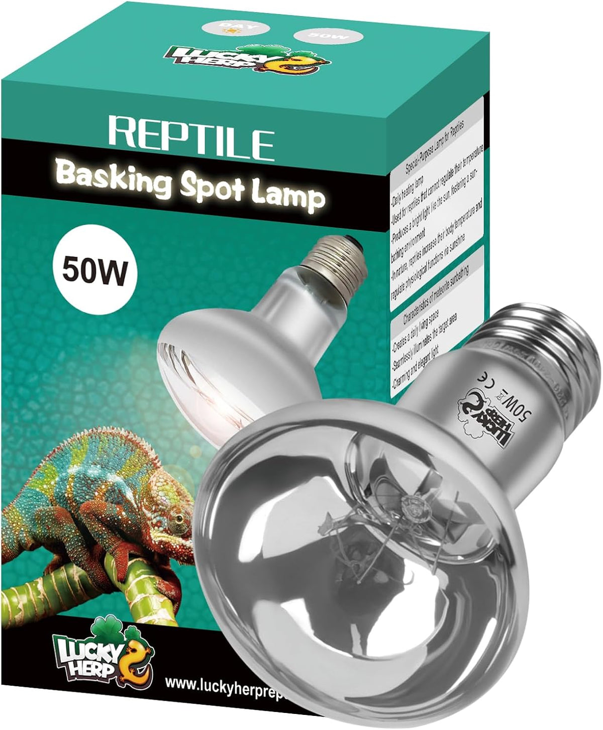 LUCKY HERP Heat Lamp Bulbs, 150W Reptile Heat Lamp 2 Pack - Clear Reptile Heat Lamp / 50W 1-Pack