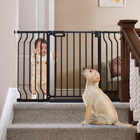 Mom's Choice-GROWNSY Baby Gate for Stairs, 29"-43" Pressure Mounted Pet Gate for Doorways-Auto Close Dog Gate for The House-Easy Installation & Walk Thru Wide Safety Gate, Black