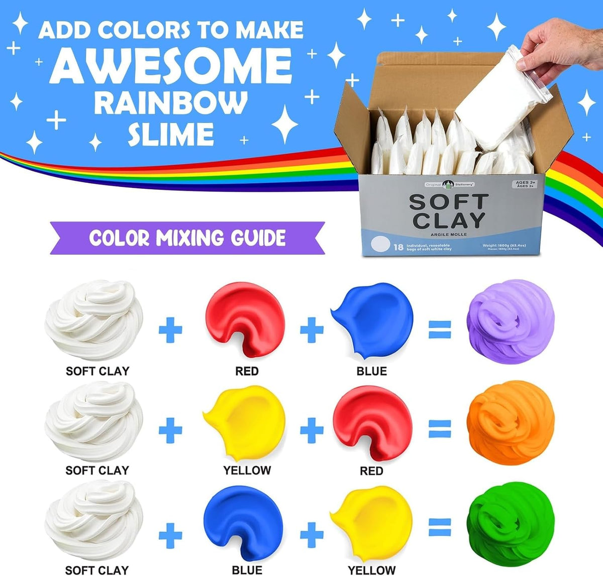 Original Stationery Soft Clay for Slime - X-Large - 1800g (Pack of 2) - image 4