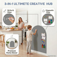 Qiytecno magnetic arch wall decal in quiet gray with chalk drawing - view 12