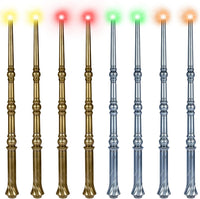 KingVows Light Up Magic Wizard Wand with 4 Color Lights & Sound - Golden & Silver