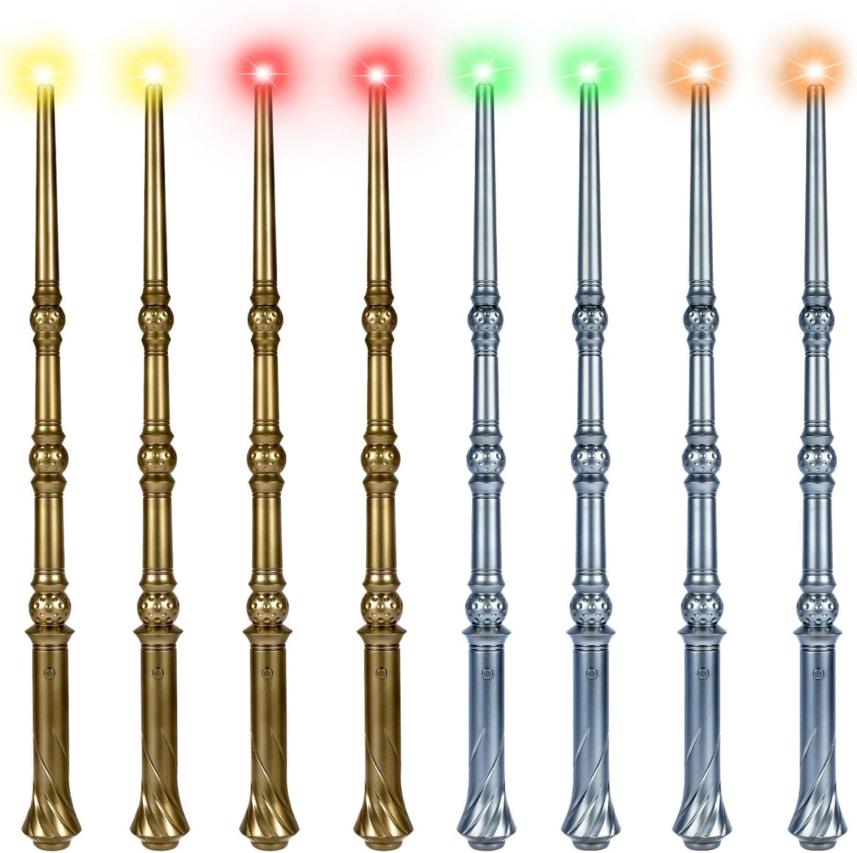 KingVows Light Up Magic Wizard Wand with 4 Color Lights & Sound - Golden & Silver