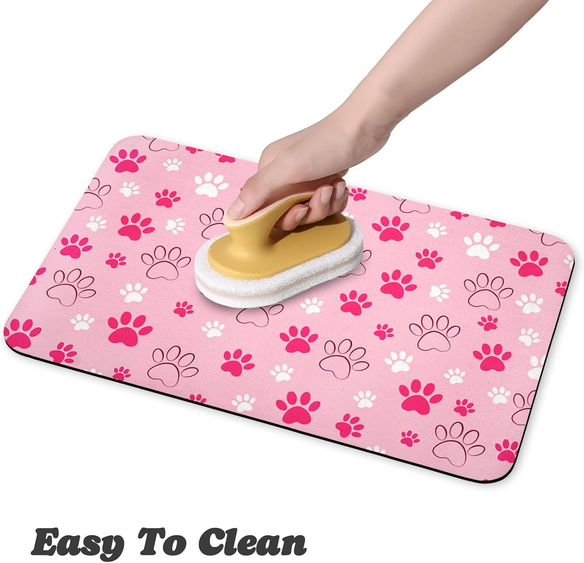 Dog Food Mat, Absorbent Water Bowl Mats Cat Pet Feeding Placemats Pink 20 * 12 inch – Essentials for Dogs - Pink / 20"L x 12"W - image 4