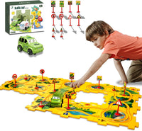 Ubegger puzzle car track set with puzzle road pieces, road signs and battery cars - view 5